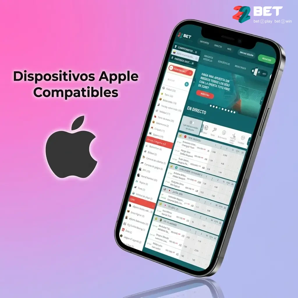 Dispositivos Apple compatibles con la PWA de 22bet: iPhones y iPads con iOS 12 o superior en Colombia