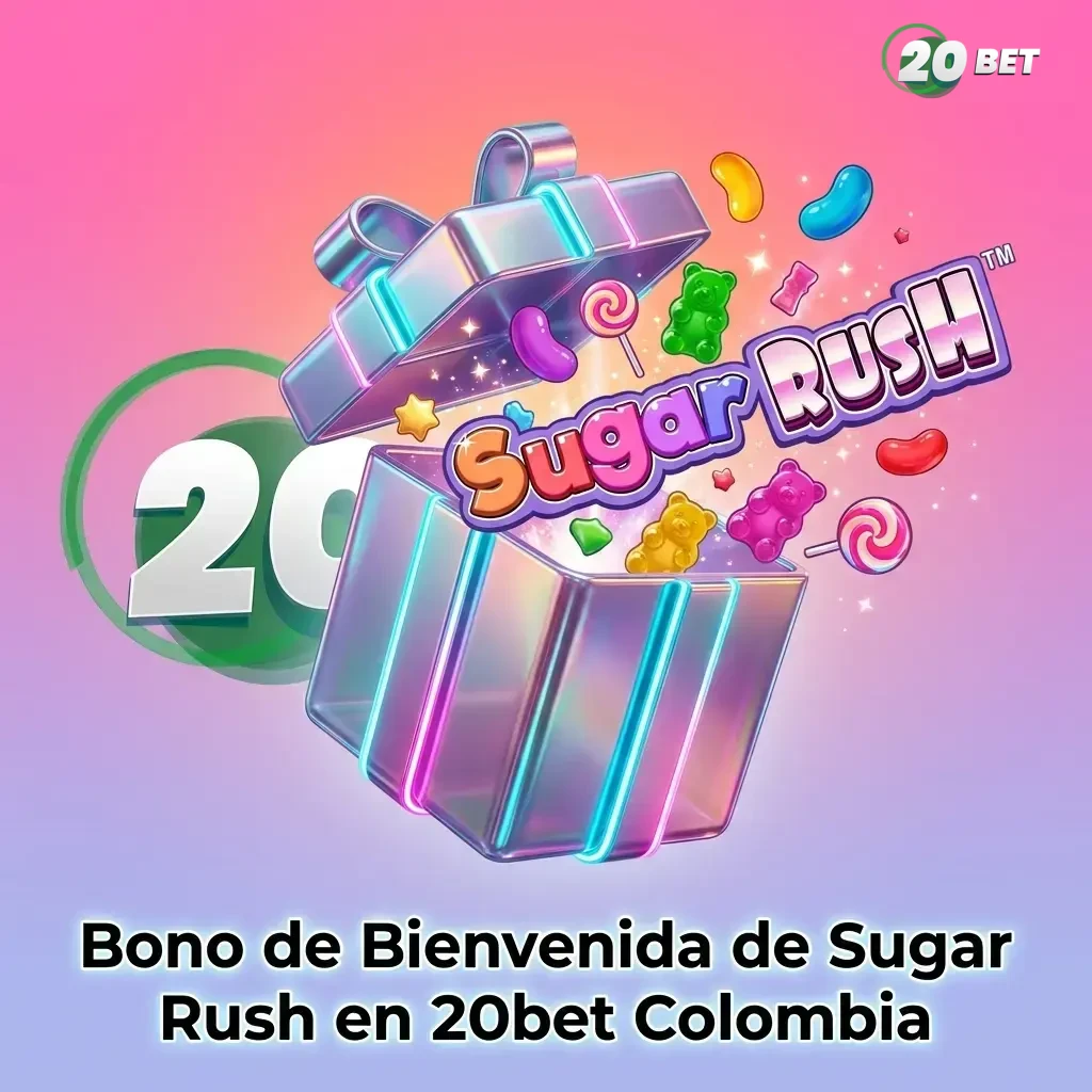 Bono de bienvenida 20bet Colombia: hasta EUR 120 y 120 giros gratis para Sugar Rush