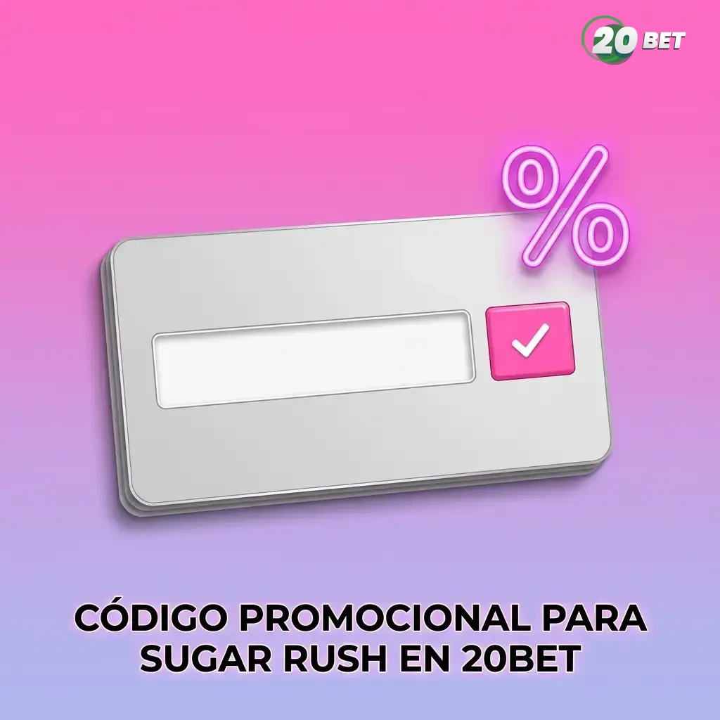 Código promocional para Sugar Rush en 20bet, ingresa el código en el registro o en la sección de Bonos de la app
