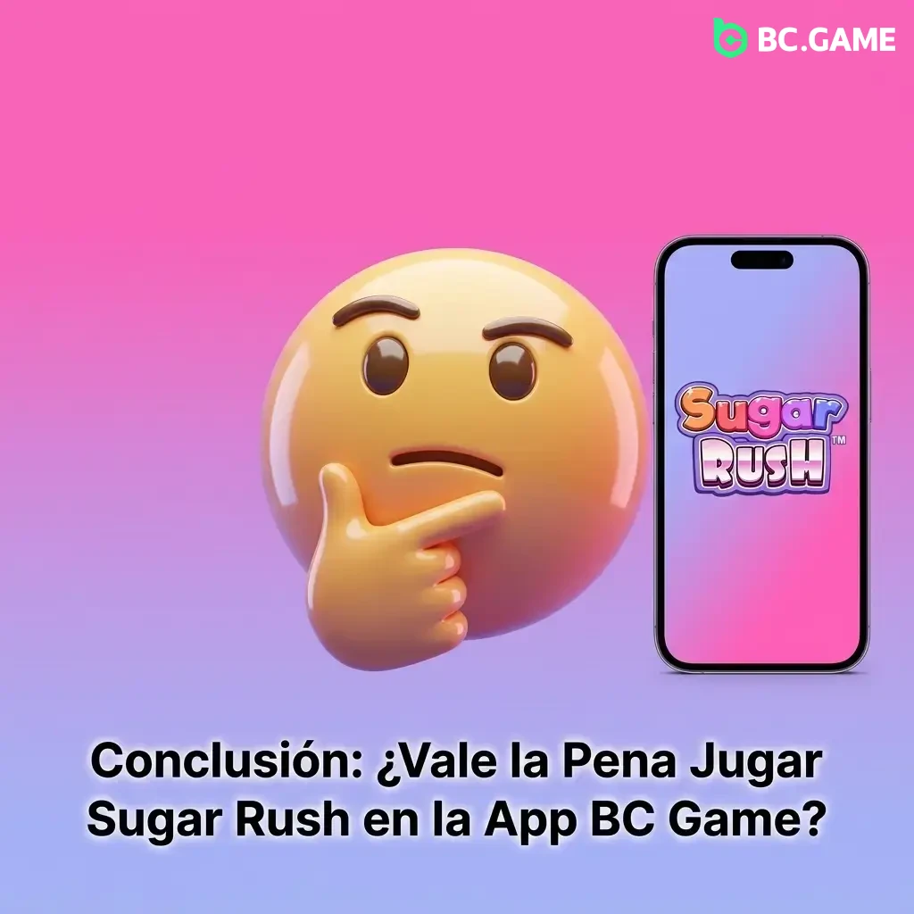 Jugador disfrutando Sugar Rush en app BC Game desde celular en Colombia con bono de bienvenida
