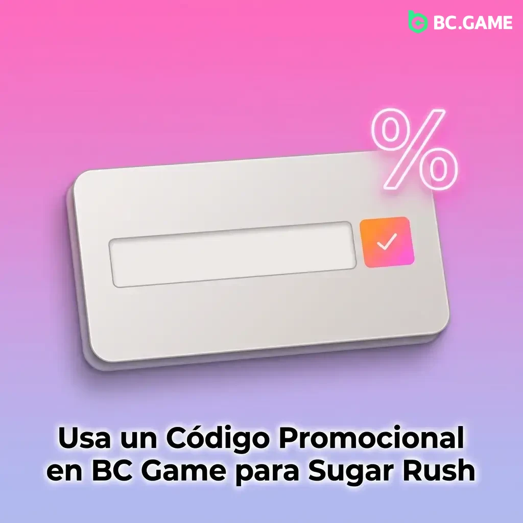 Jugador ingresando código promocional en BC Game para obtener bonos en Sugar Rush durante el registro